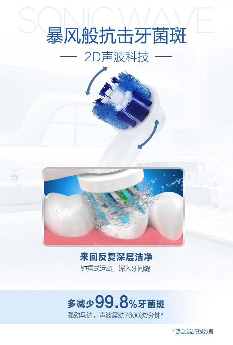 J.June配赠卡通方巾两块+欧乐B（Oralb）电动牙刷 成人2D声波震动（自带刷头*1）