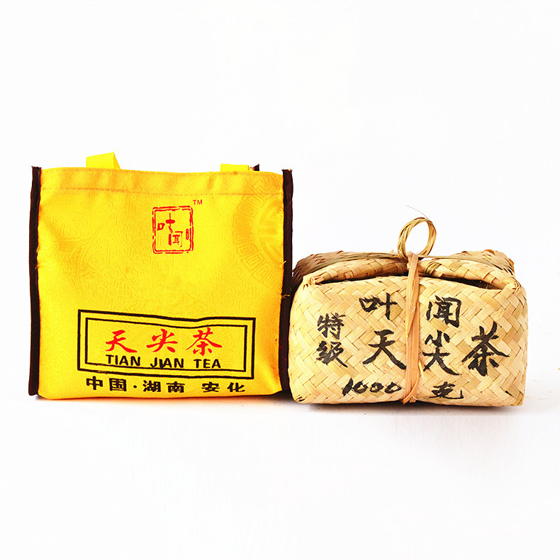 益叶知安化黑茶手工古法2013年高山贡品特级天尖茶竹篓装1kg