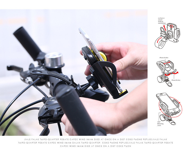 REMAX RM-CO8自行车手机支架 360度可旋转可伸缩手机支架防滑稳固