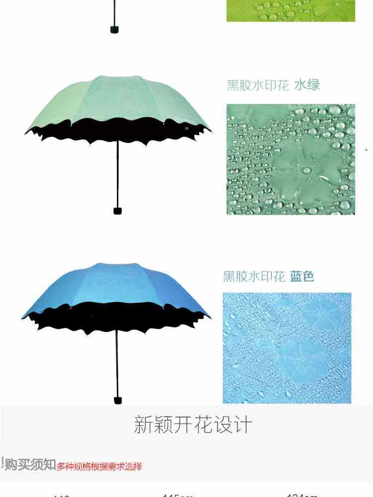 （肥肥馆）晴雨两用防紫外线太阳伞三折叠黑胶防晒伞