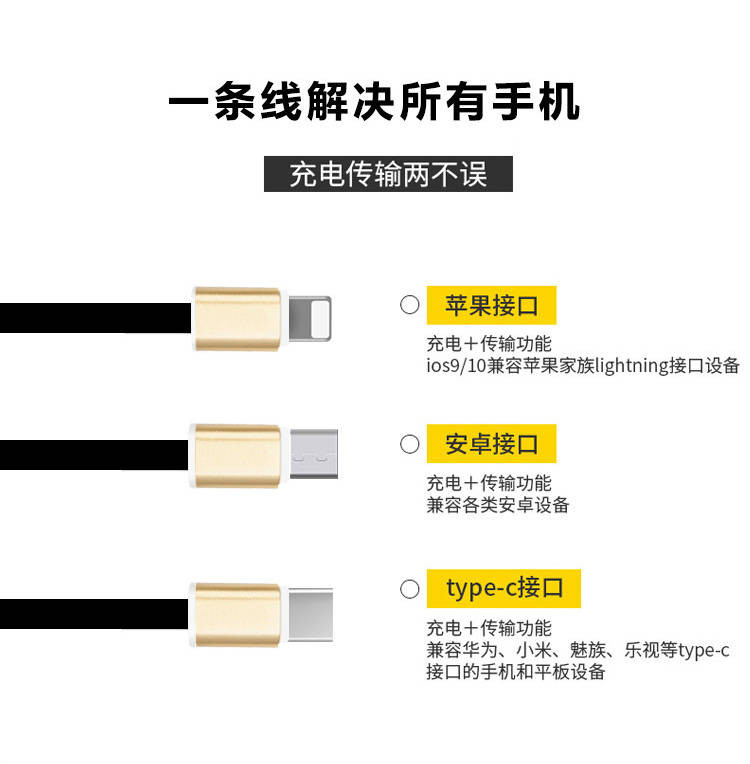 车载手机充电器多功能安全锤双USB+三合一数据线