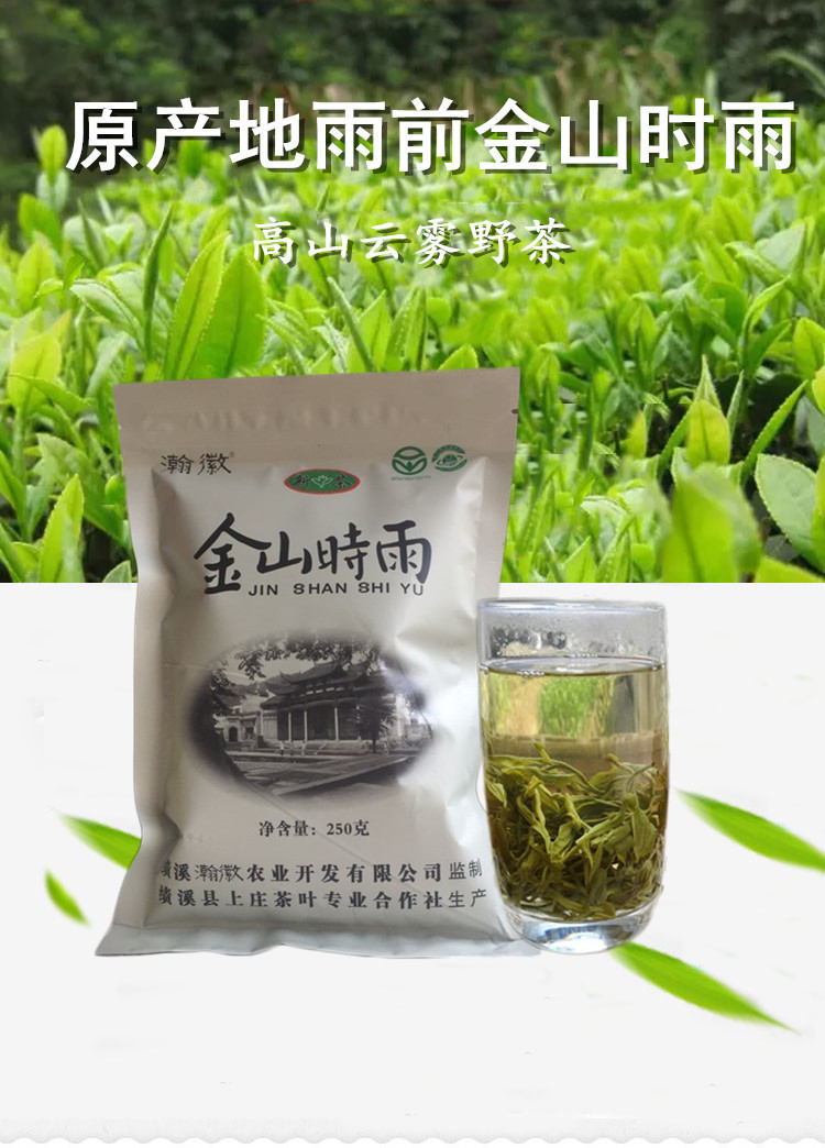 瀚徽  【消费帮扶】绩溪茶叶金山时雨 250g袋装 高山云雾绿茶