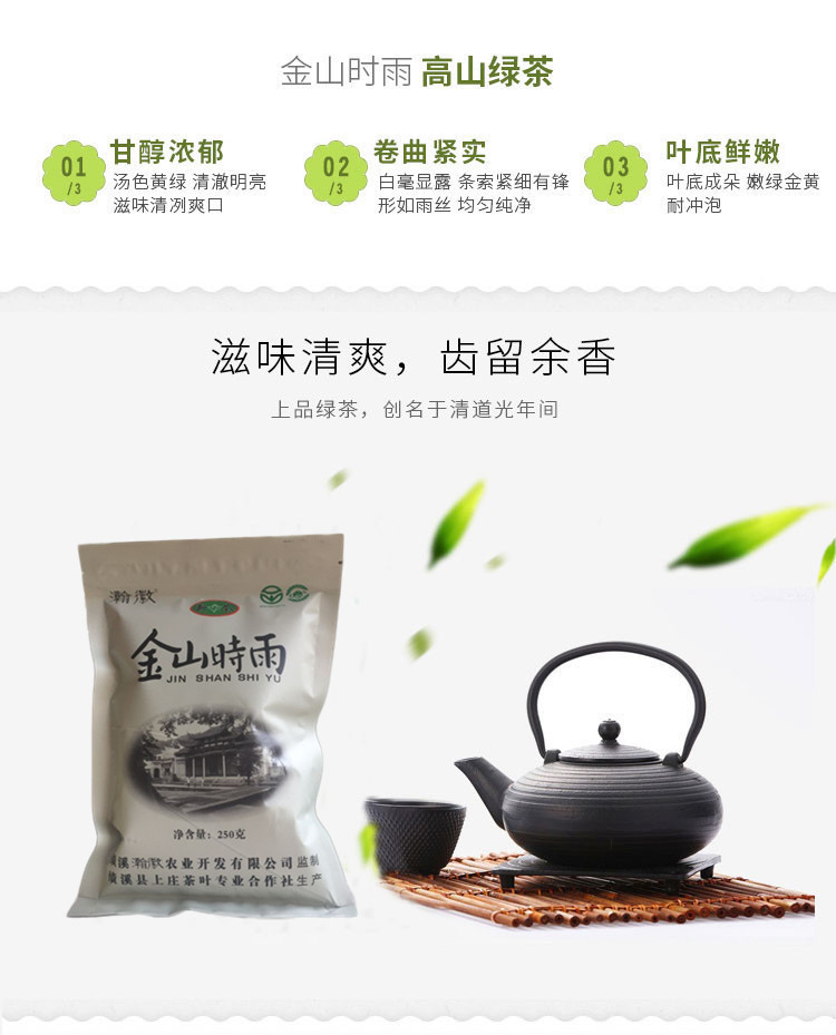 瀚徽  【消费帮扶】绩溪茶叶金山时雨 250g袋装 高山云雾绿茶