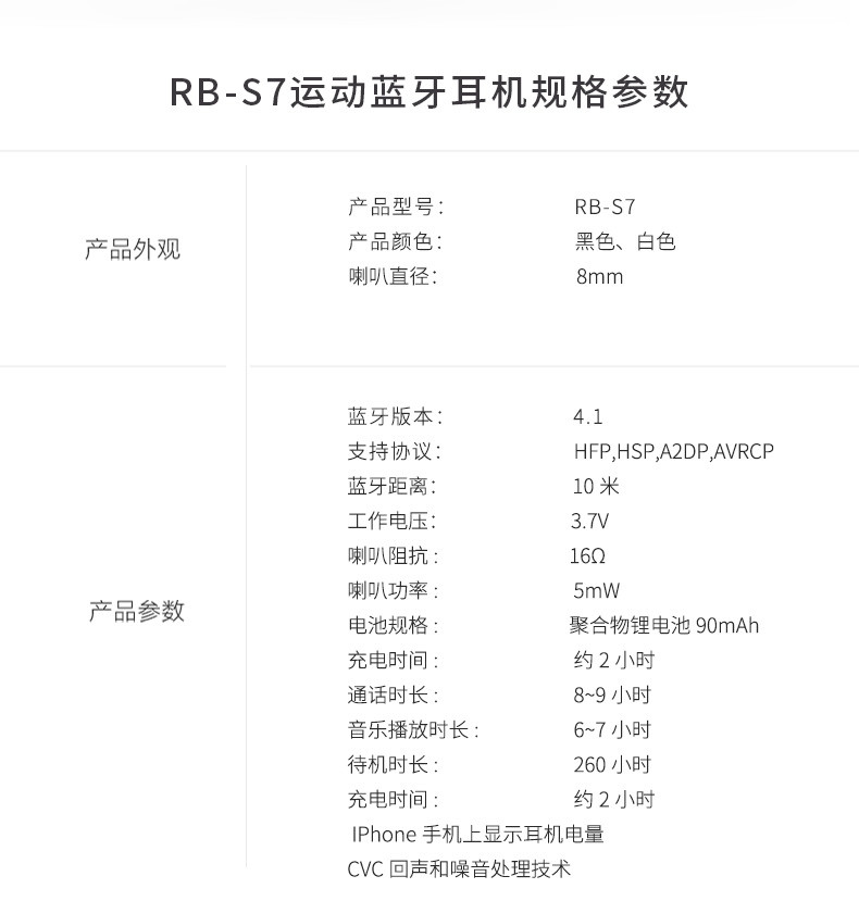 REMAX 运动蓝牙耳机 RB-S7