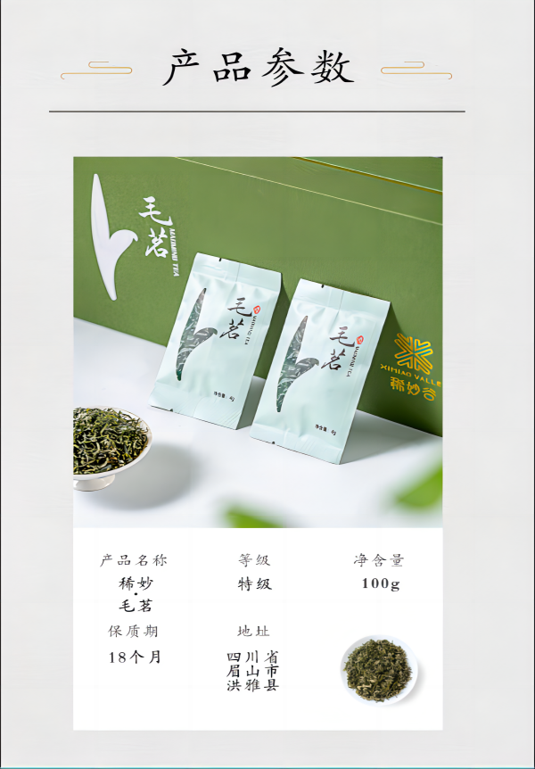 稀秒 四川高山毛茗绿茶100克（4袋*25g）盒装