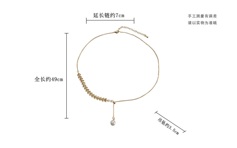 KSY 金色麦穗仙女锁骨链网红珍珠吊坠颈链ins风不对称项链