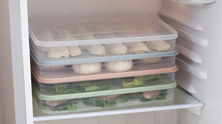 品兔 （2个装）饺子盒冻饺子家用冰箱保鲜收纳盒鸡蛋盒水饺可叠加速冻馄饨盒大号