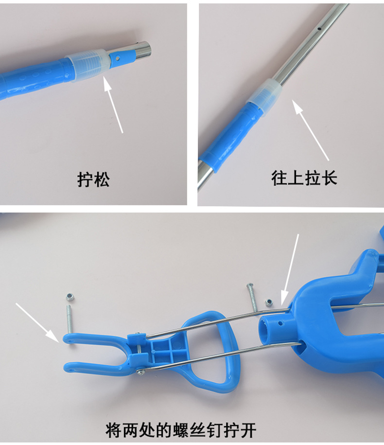 品兔 吸水胶棉拖把 折叠挤水拖把 可伸缩不锈钢杆 对折式拖布