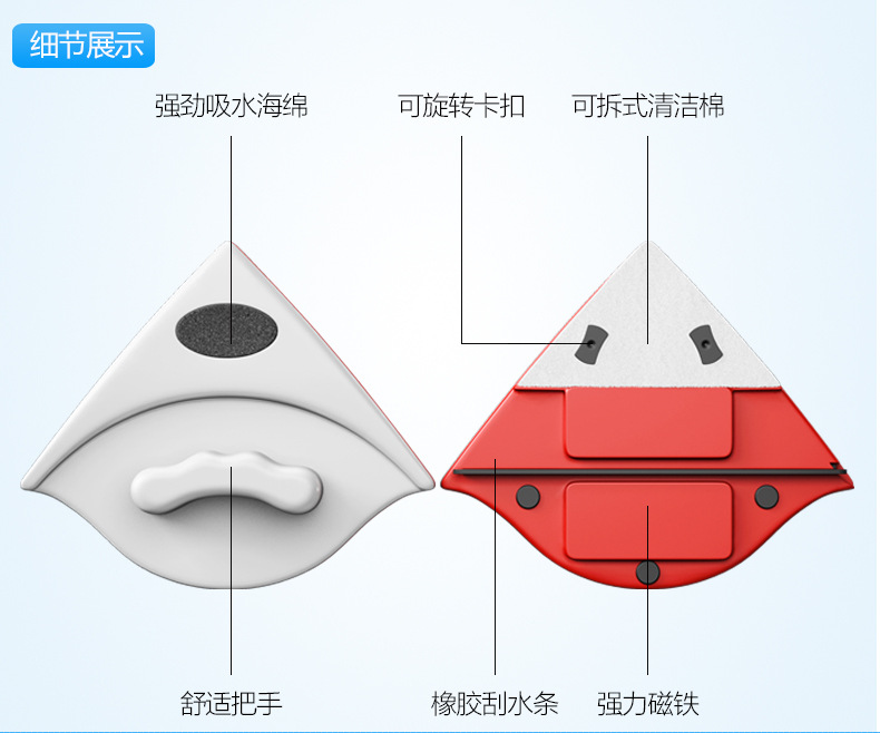 (送32配件包)双面磁性玻璃擦擦玻璃神器玻璃刮清洁用品  5-12MM适合加厚钢化玻璃