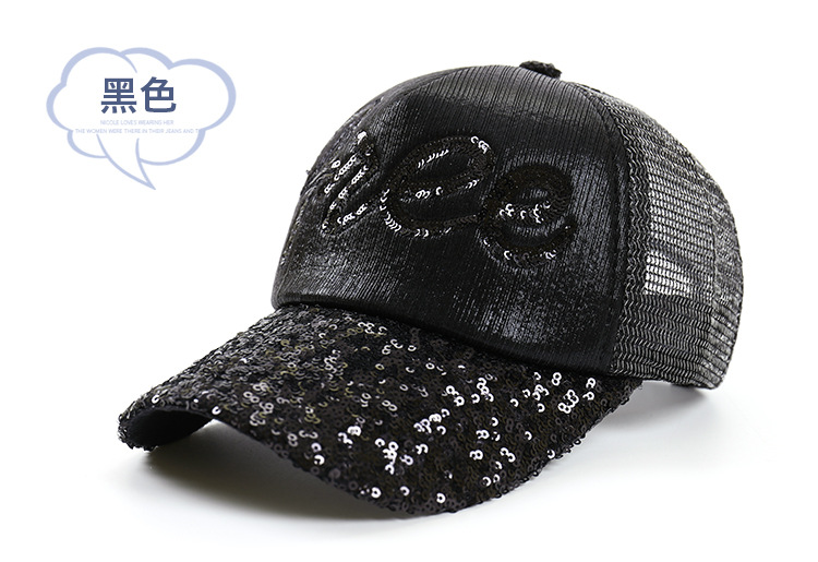 米佐邦 帽子新款亮片帽子拉丝字母鸭舌帽韩版潮街头棒球帽时尚个性遮阳帽
