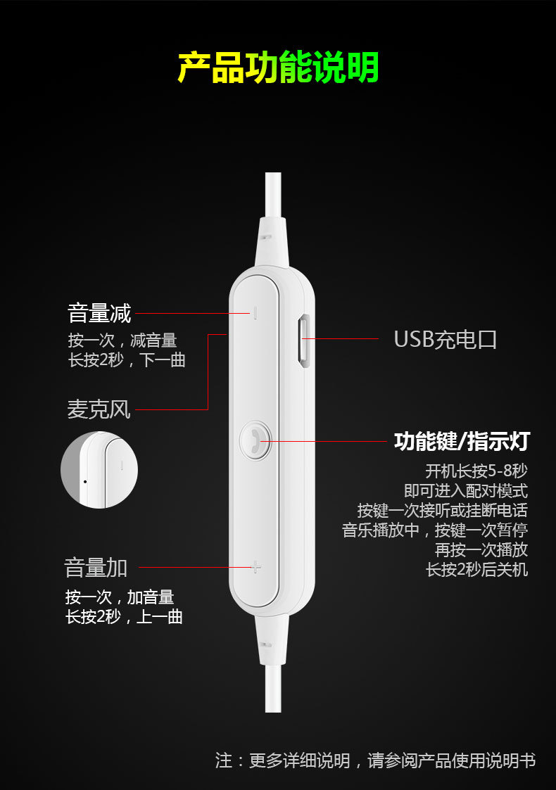 卓上耳机蓝牙耳机无线耳塞式爆款 运动蓝牙耳机