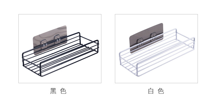 铁艺浴室置物架 壁挂浴室收纳架方形加固强力无痕整理架储物架子