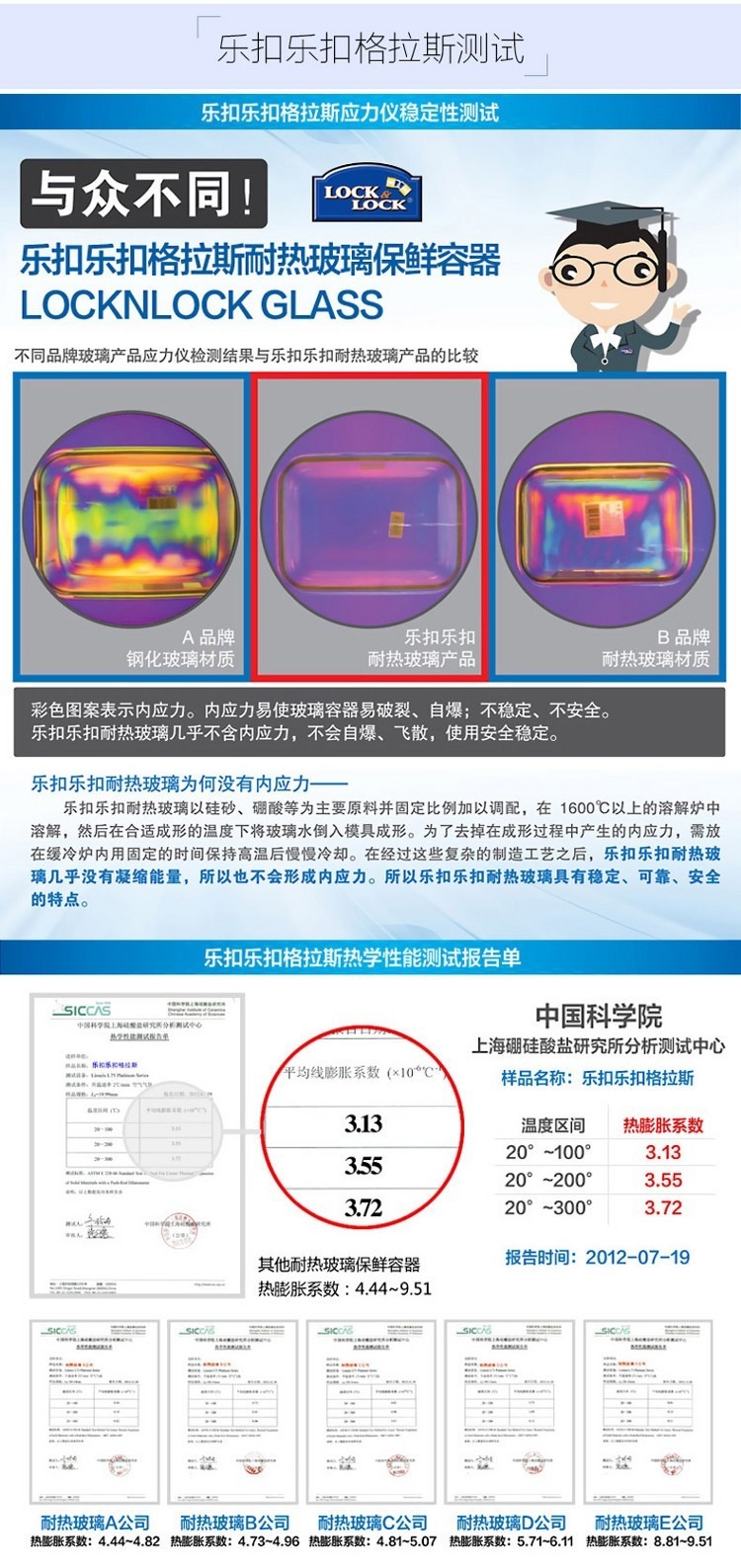 乐扣乐扣 LOCK&amp;LOCK 玻璃保鲜盒长方形保鲜碗微波炉饭盒