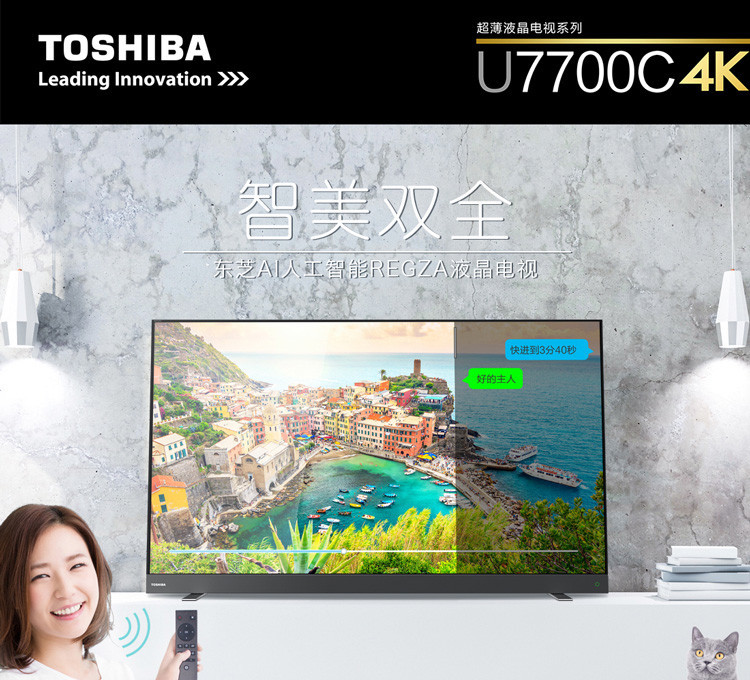 东芝/TOSHIBA  65英寸AI人工智能 4K超高清网络超薄液晶电视机 65U7700C