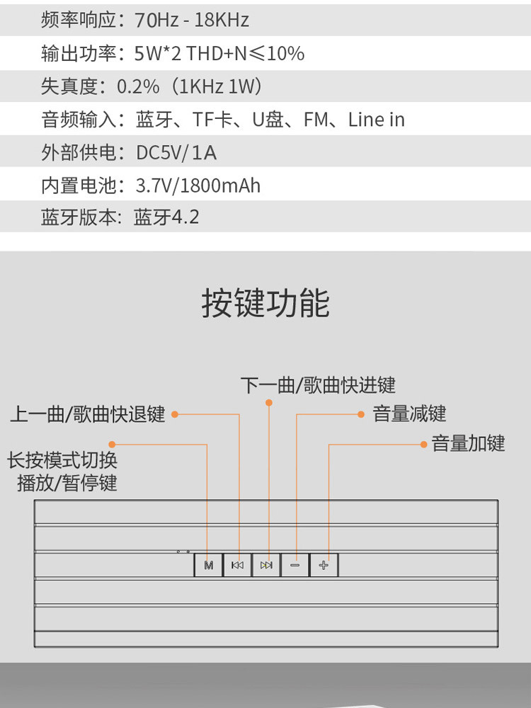 山水/SANSUI 无线便携插卡蓝牙迷你音箱多媒体播放器T5