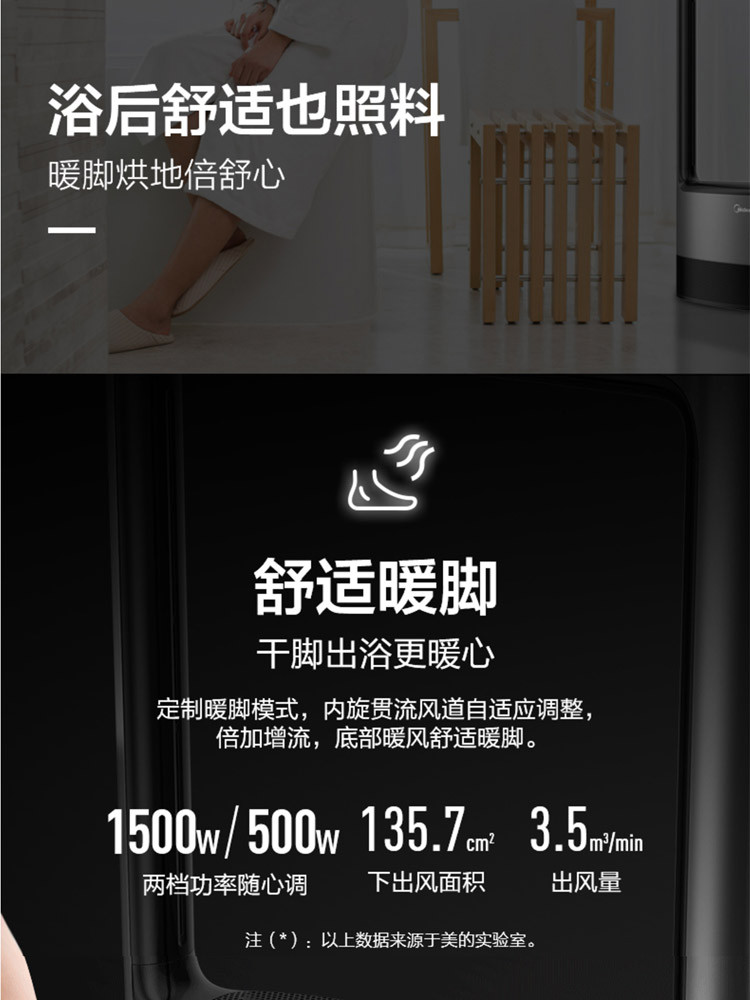 美的/MIDEA 四模式触屏操作定时预约浴室立式取暖器HD22B