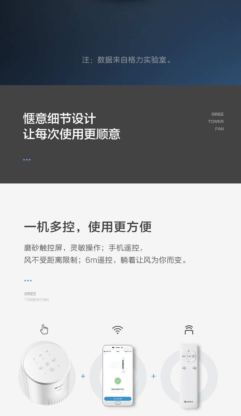 格力/GREE 电风扇无叶落地扇塔扇家用静音立式智能定时语音遥控电风扇
