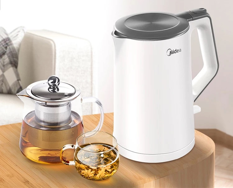 美的/MIDEA 304不锈钢电热水壶 电水壶 烧水壶 烧水器家用煮水器 1.5L HJ1522