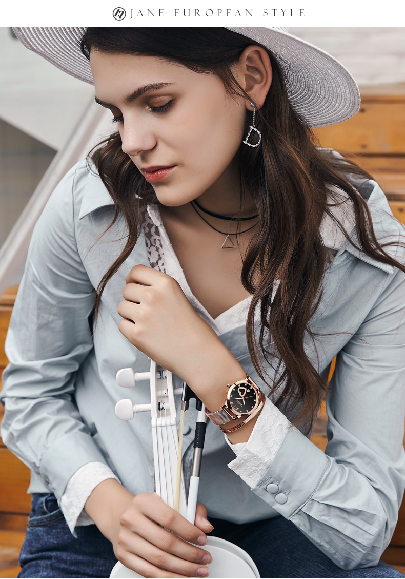 欧利时/OLEVS 新颖独特爱心设计时尚潮流女士手表 超薄简约网带石英手表 5189