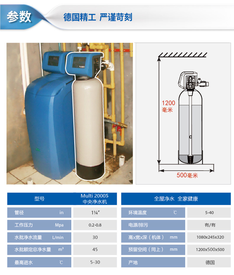 BWT/德国倍世 原装进口 中央净水机 家用全屋净水器-Multi 2000S