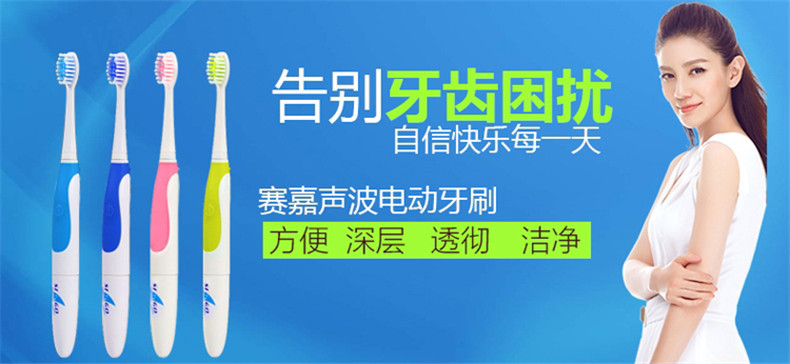 酷波德 赛嘉 seago 电动牙刷声波震动儿童成人3个刷头电池式自动震动牙刷 SG-906