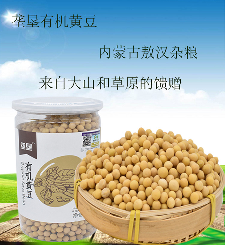 垄垦 有机笨黄豆500g新鲜内蒙东北特产五谷杂粮粗粮发芽豆包邮