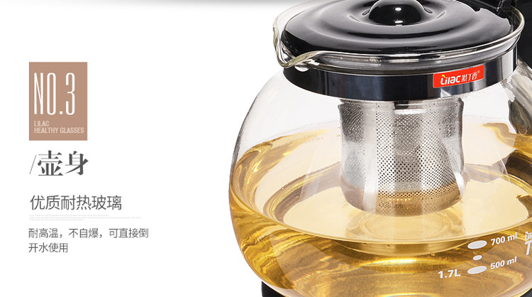 紫丁香 茶壶耐热玻璃过滤大花茶壶加厚玻璃茶具套装泡茶壶泡茶器