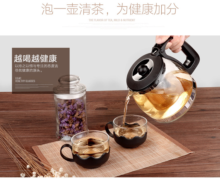 紫丁香 紫丁香耐热玻璃茶壶家用茶具套装大小号花茶壶茶水杯泡茶壶冲茶器