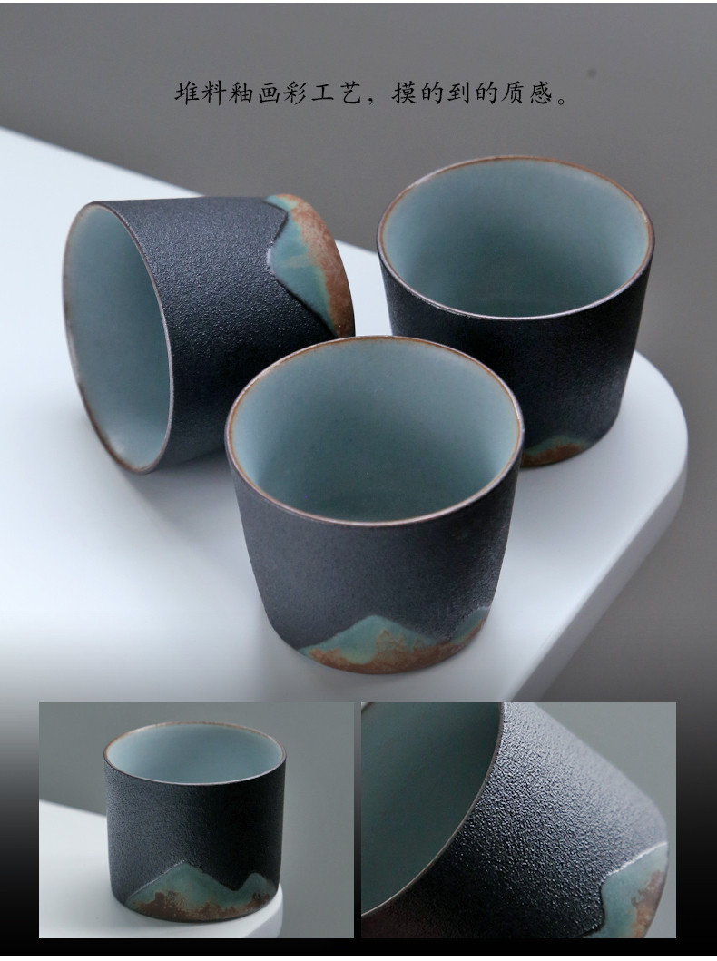 苏氏陶瓷 SUSHI CERAMICS 手绘彩画整套茶具山形画茶壶配精美茶盘茶叶罐7件功夫茶具套装