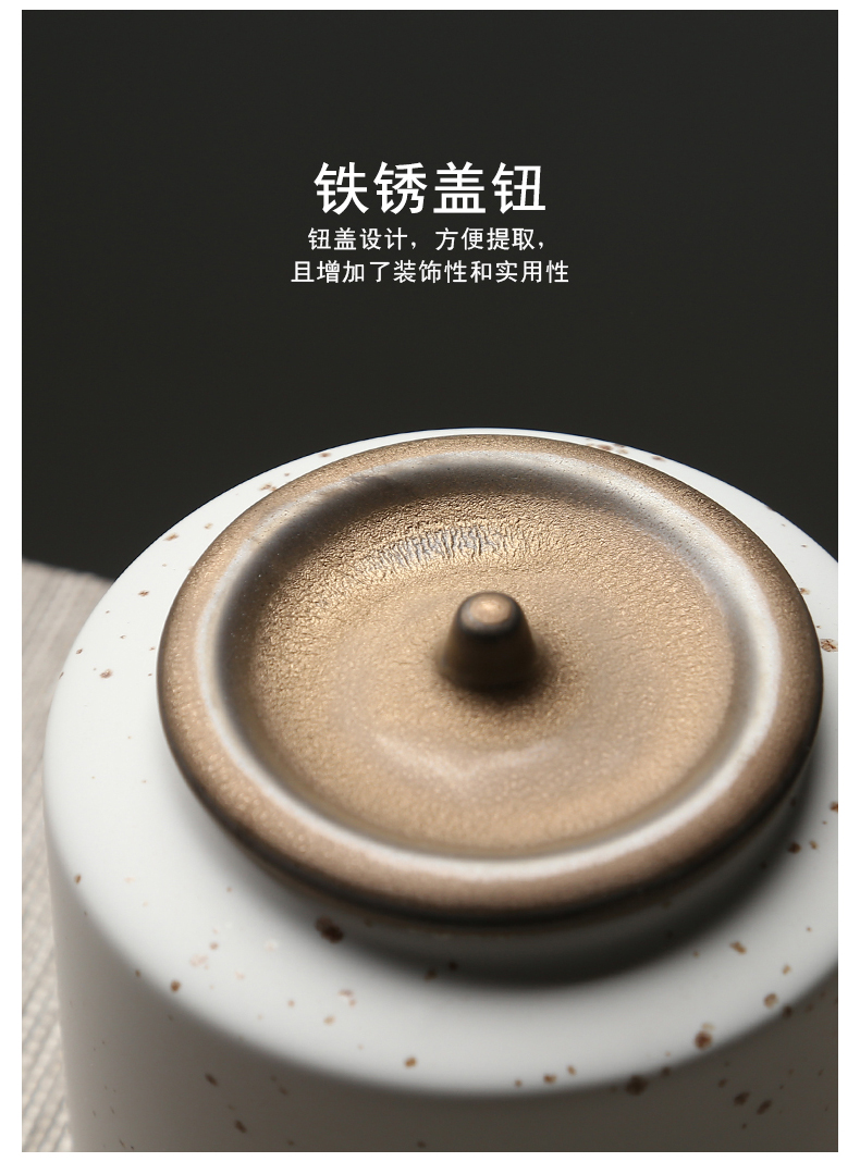 苏氏陶瓷（SUSHI CERAMICS）茶叶罐时尚亚光铁锈茶具配件（白）