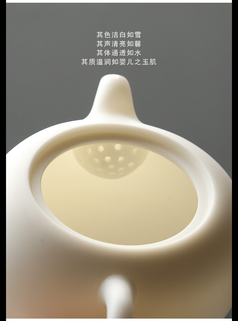 苏氏陶瓷中国白圆珠陶瓷茶壶亚光功夫茶具泡茶壶