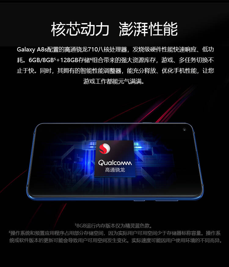 三星 Galaxy A8s 6GB+128GB（SM-G8870）黑瞳全视屏手机 骁龙710芯片