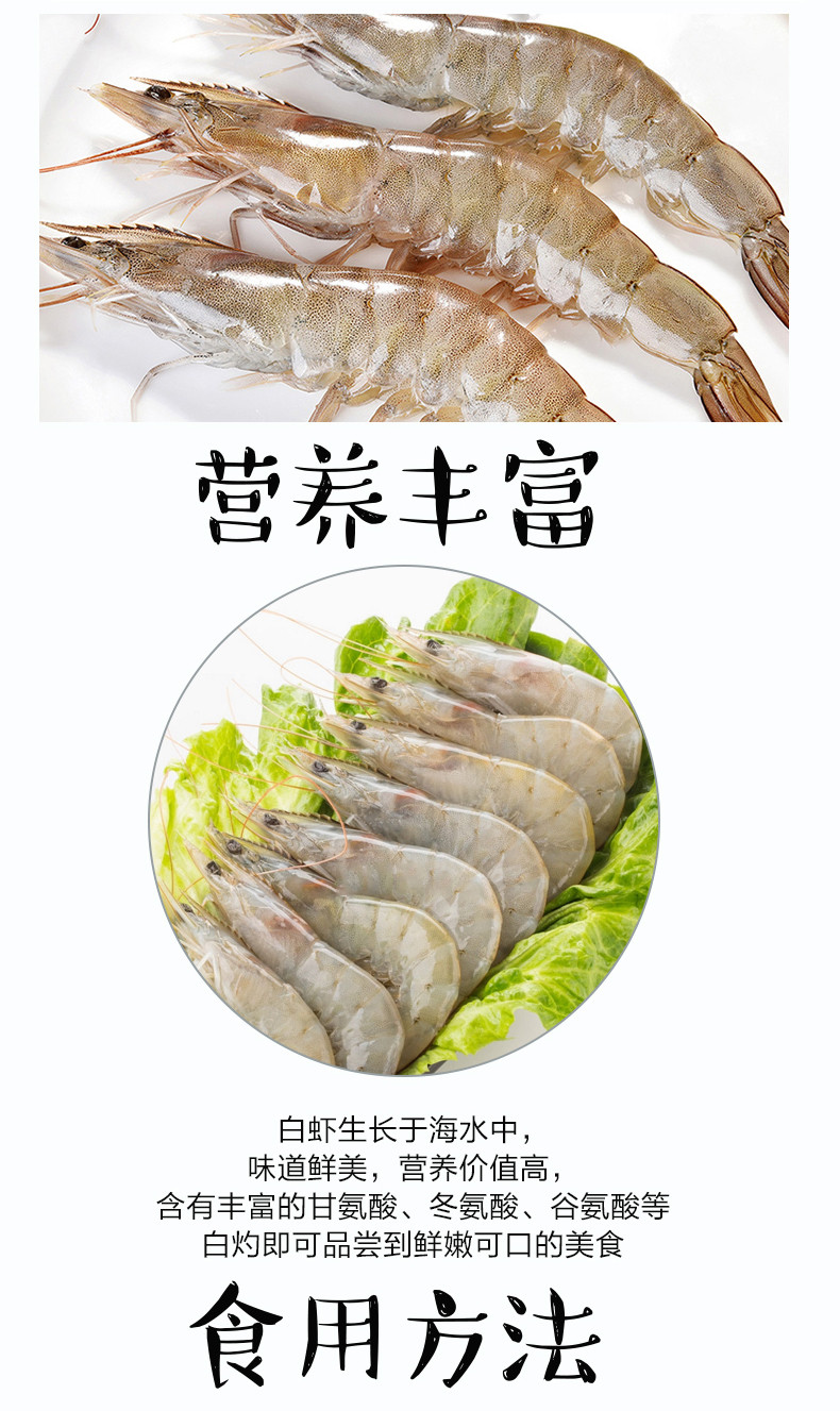 厄瓜多尔白虾1.8kg新鲜大虾鲜活超大海虾青虾冷冻基围虾南美白对虾