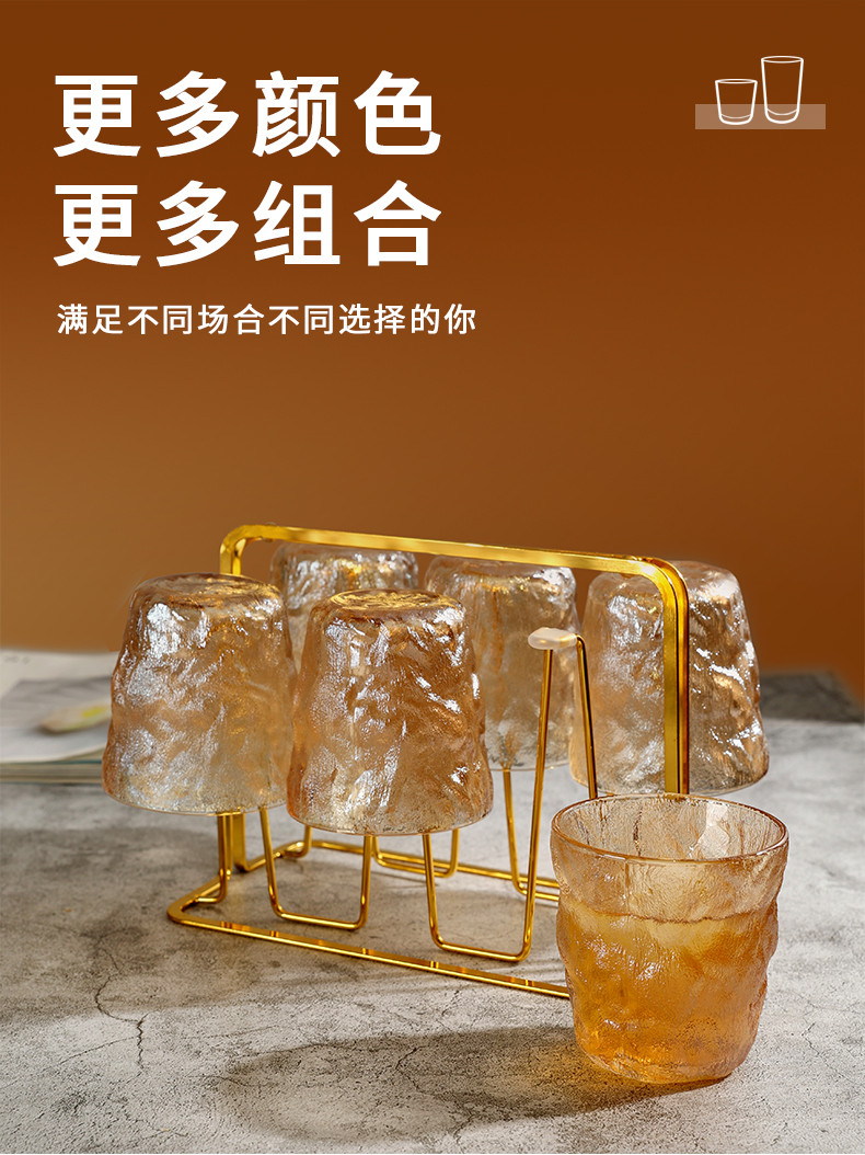 青苹果 日式玻璃杯家用INS水杯加厚冰川杯矮款2只装DSKB047-1