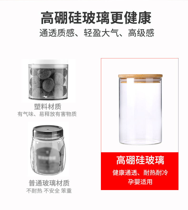 青苹果 家用玻璃瓶带盖收纳密封罐食品级储存罐3个300mlGPG6510