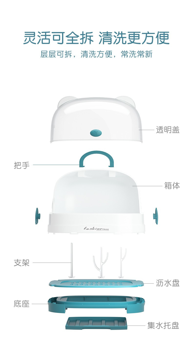 巧居巧具 婴儿奶瓶收纳箱晾干架杯子沥水篮宝宝餐具收纳盒