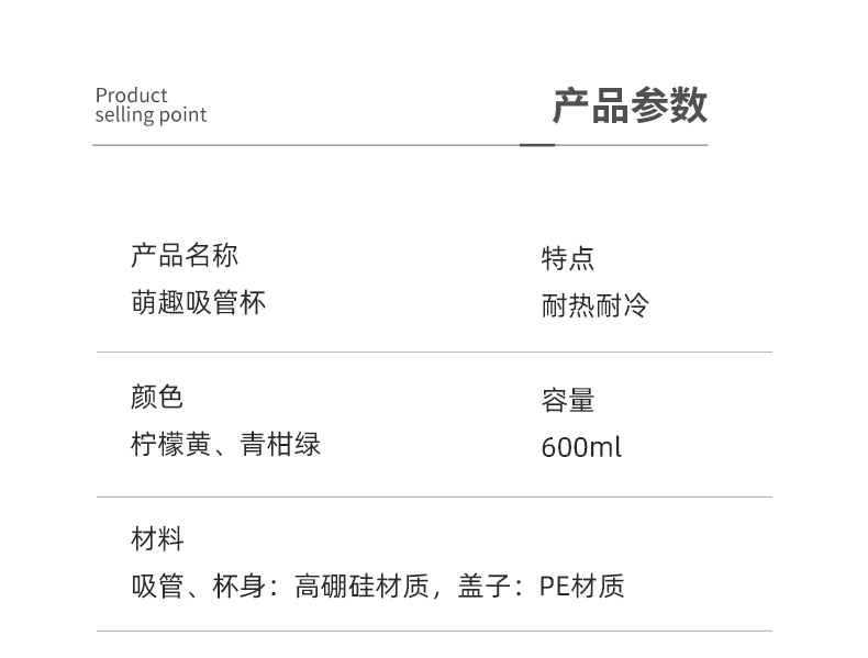  【立减6】 青苹果  高颜值玻璃吸管杯女ins风带刻度水杯耐热