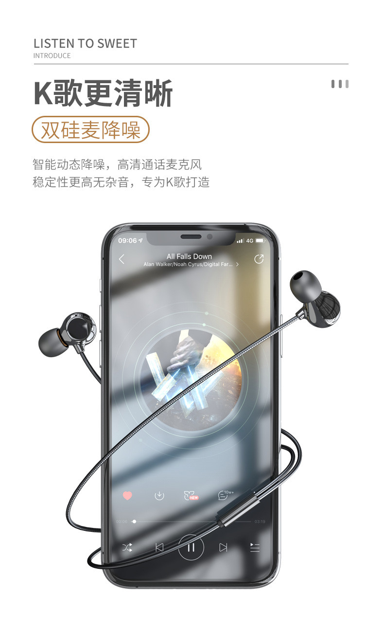 迪奥科 耳机手机入耳式耳麦苹果小米降噪VIVO电脑IQOO 8核发声-k歌通话线控带麦OC-A004
