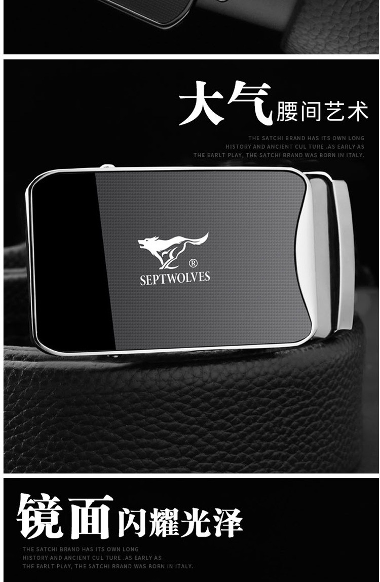 七匹狼（SEPTWOLVES）  皮带时尚潮流系列真皮自动扣腰带商务裤带7A719428000-08