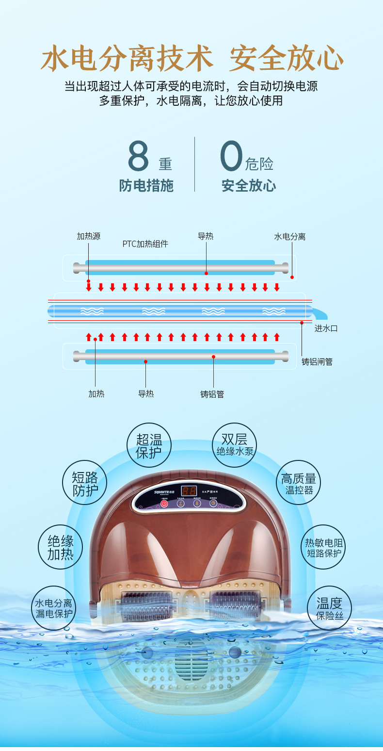港德 足浴盆按摩泡脚桶加热泡脚盆洗脚盆 RD-205