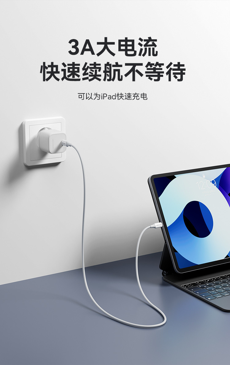  威迅 TAS系列USB2.0 C公对Lightning公3A数据线