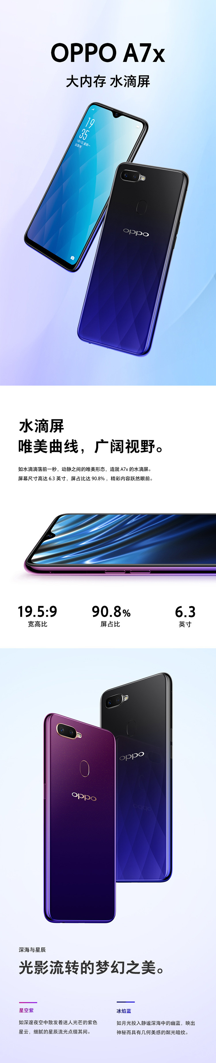 OPPO A7X 全面屏拍照手机 4GB+128GB 全网通 移动联通电信4G 双卡双待手机