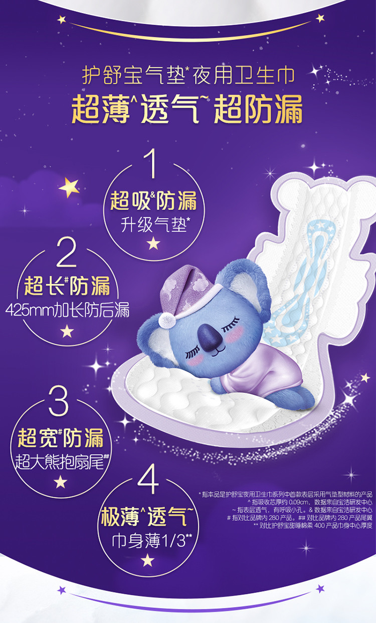 护舒宝/Whisper 考拉呼呼极薄超长夜用卫生巾