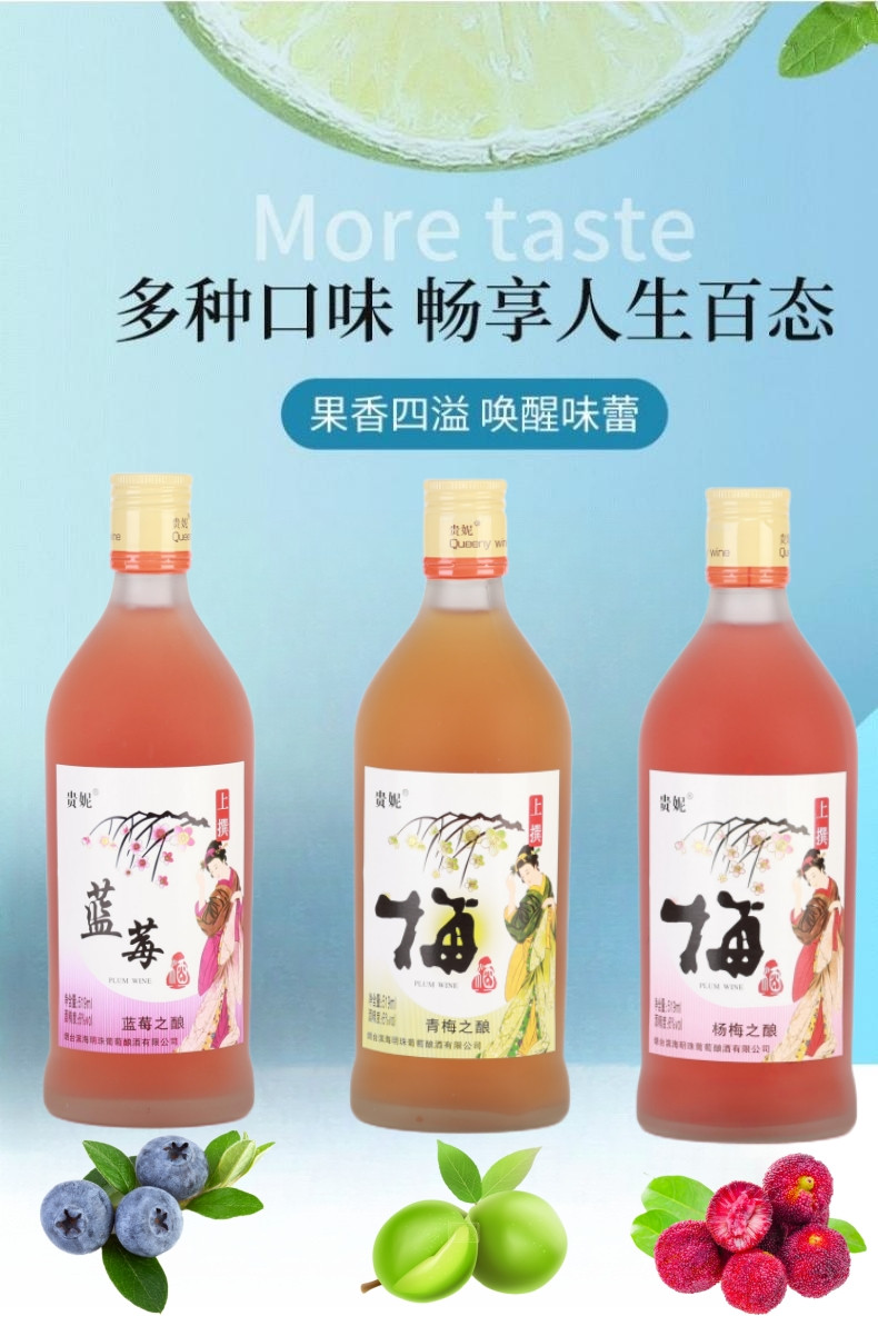 贵妮 六瓶 青梅酒杨梅酒蓝莓酒时尚果酒519ml*6