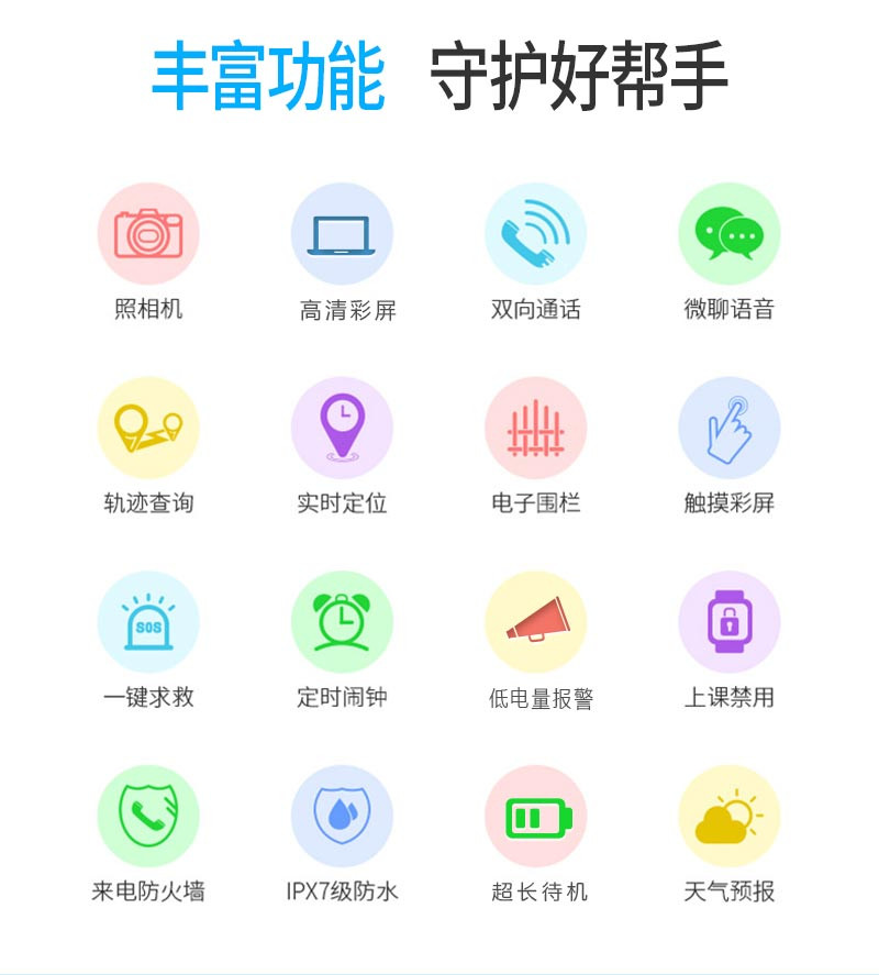 亨酷 儿童电话手表智能移动版防水定位多功能小学生拍照智能手表