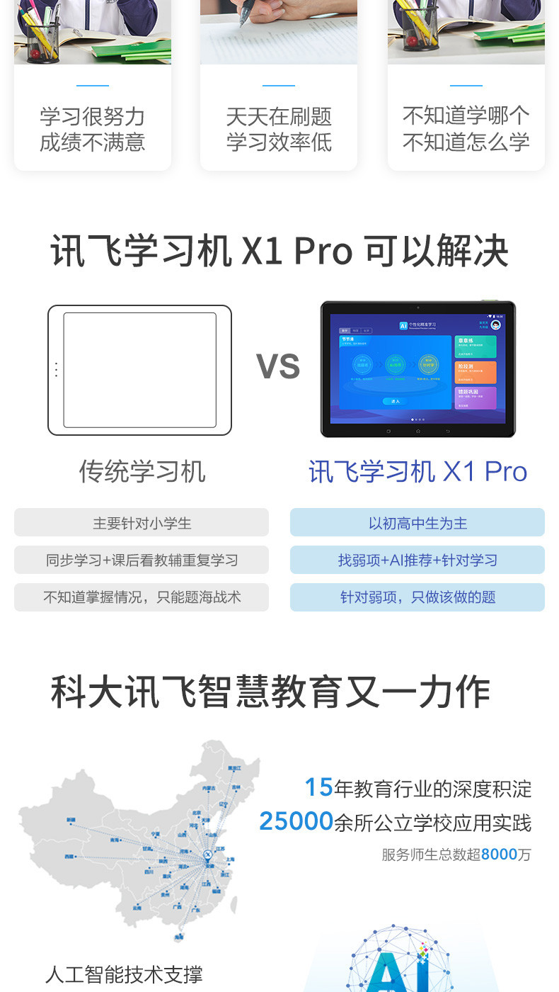 科大讯飞/iFLYTEK 智能学习机初中高中教材课本同步教学X1 Pro 10.1英寸学生平板电脑