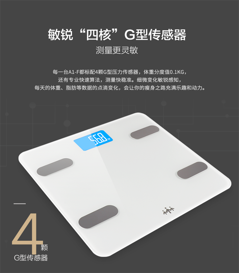 乐心/lifesense  电子秤 智能体脂秤 人体体重秤 健康秤称重 A1-F