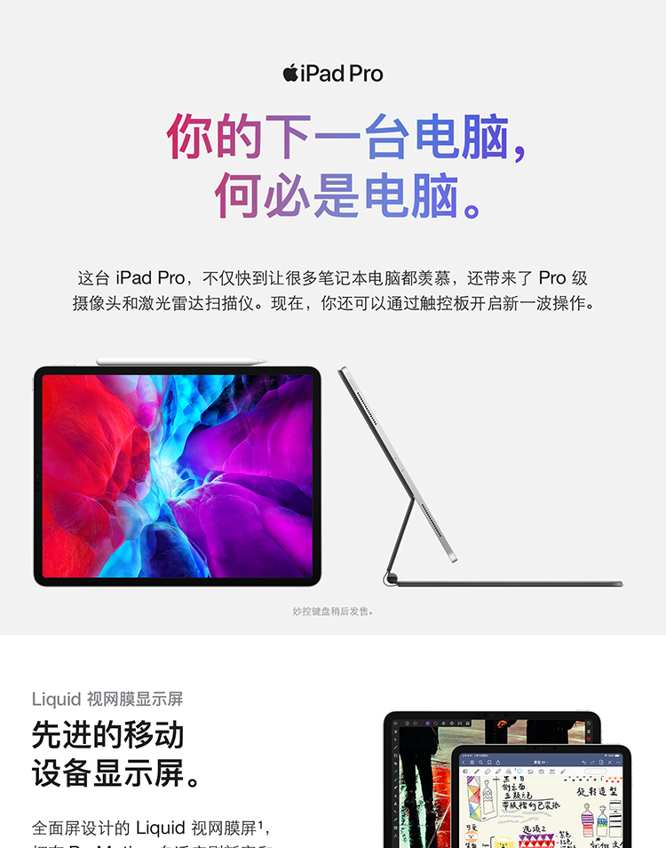 苹果/APPLE iPad Pro 11英寸平板电脑 2020年新款 256G 全面屏娱乐休闲平板