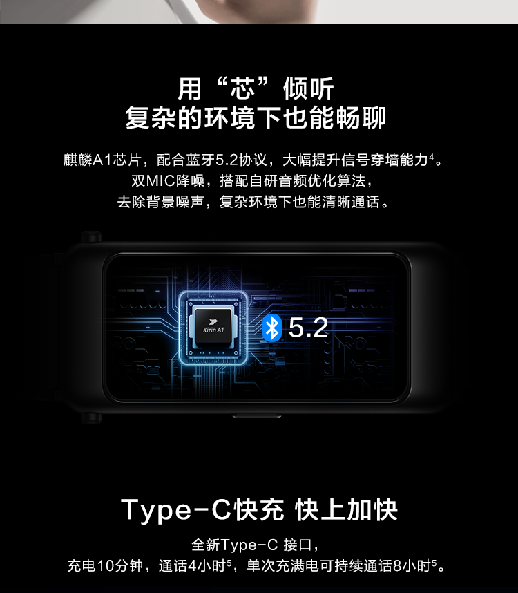 华为/HUAWEI 手环B6 运动手环智能手环 (蓝牙耳机+心率监测+触控 +遥控拍照+扫码支付）