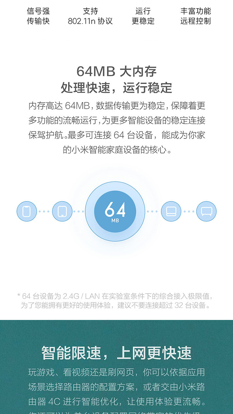 【年货大促直降】小米 路由器4C 300M无线速率 智能家用路由器 安全稳定 WiFi无线